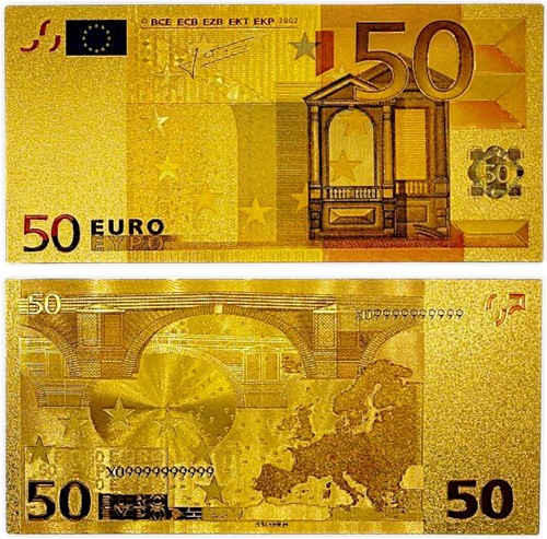 Banconota euro placcata - 50,